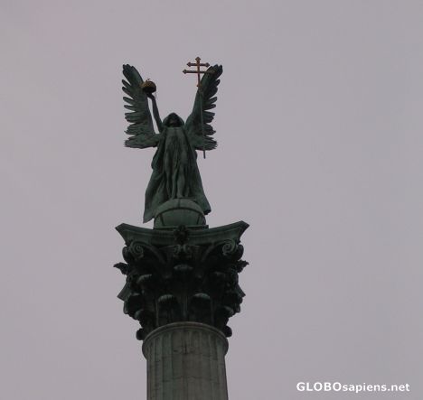 Postcard Millennium Monument - statue of Archangel Gabriel