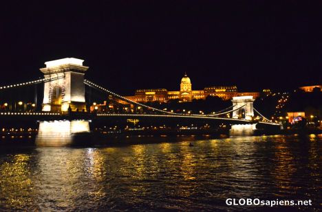 Postcard Budapest (HU) - the Chain Bridge at night