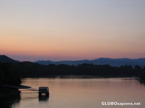 Postcard Sunset over the Donau river