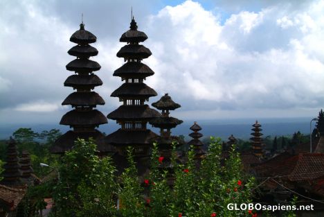 Postcard Bali (ID) - Pura Besakih - tall stupas