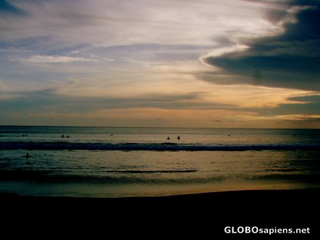 Postcard cloudy sky at Kuta Beach, Bali
