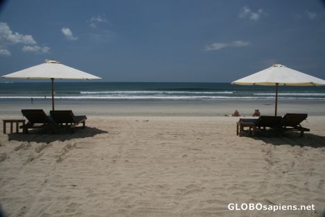 Postcard the view in front of me at kuta beach