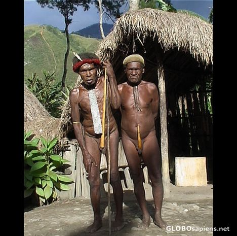 Postcard Men from Dani tribe...