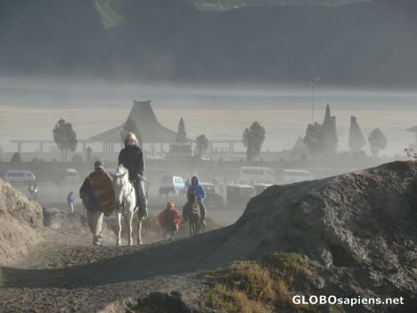 Postcard On horseback through the volcanic plain