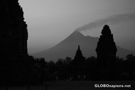 Postcard Gunung Merapi & Prambanan