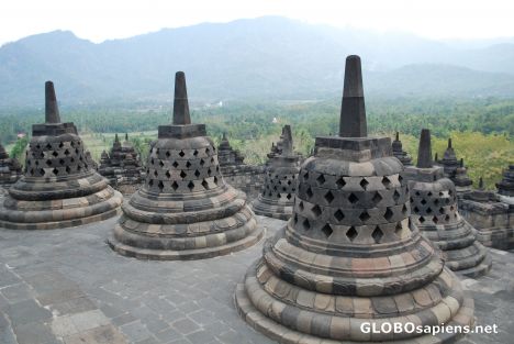 Postcard Stupas in Borobudur