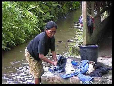 Postcard Balinese laundry