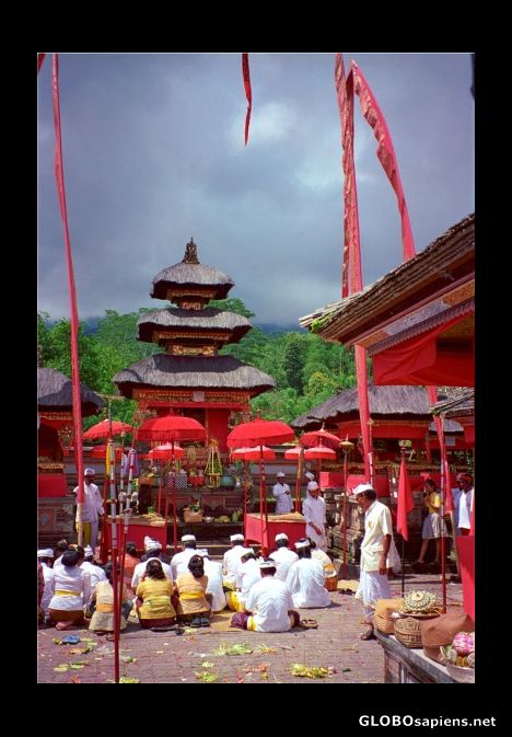 Postcard Temple ceremony, Besakih