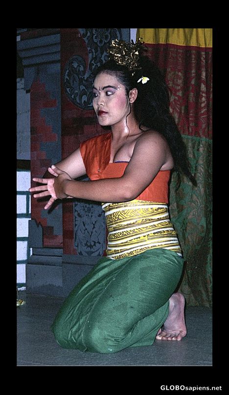 Postcard Legong dancer in Candi Dasa