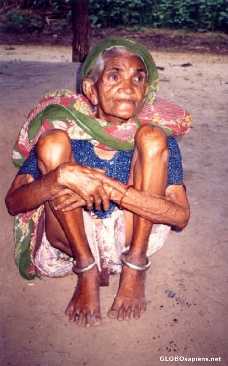 Postcard Old Indian woman in Diu Island