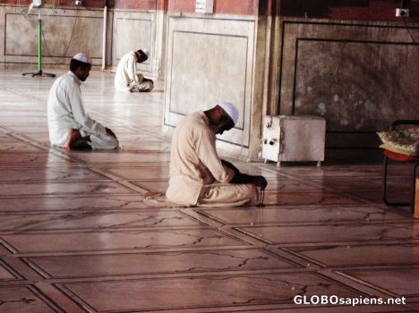 Postcard Men Pray inside Jama Masjid, the Friday Mosque