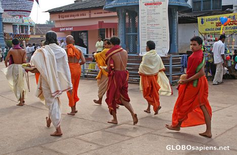 Postcard Pilgrims on their way to the Krishna Temple