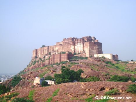 Postcard Meherangarh Fort rises above the City