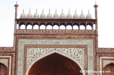Postcard Taj Mahal-Detail on Entrance Gate
