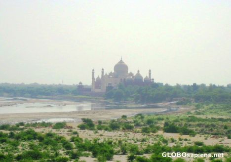 Postcard Taj Mahal from across the Yamuna River