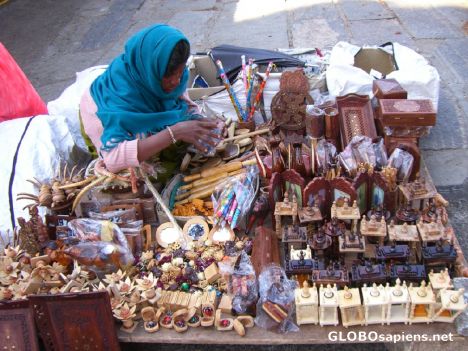 Postcard Vendor selling handmade souveniers