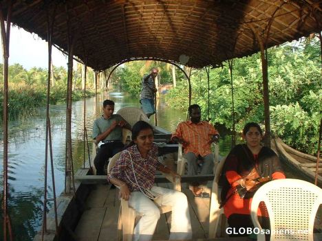 Postcard scene from inside our cruise boat at Vaikkom