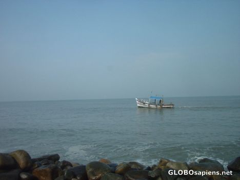 Postcard The lone fishing boat, Arabian sea near Kochi