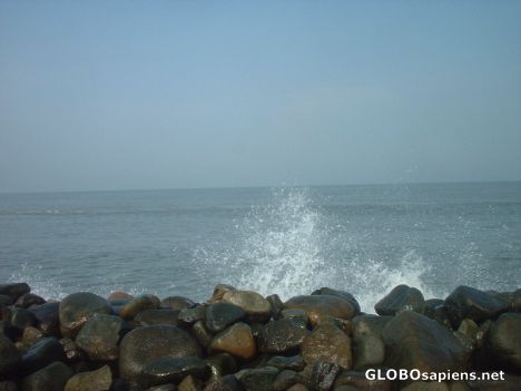 Postcard Arabian sea in an agitated mood near Kochi