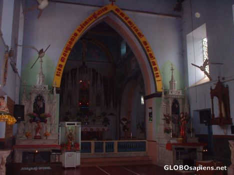Postcard Inside the Marthoma Church, Palayur, Trissur.