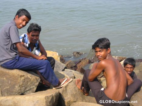 Postcard fishermen at the Fort Kochi beach