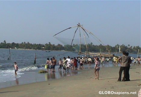 Postcard Fishing nets on Cochin beach
