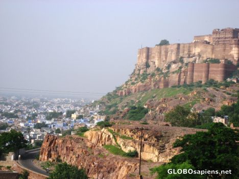 Postcard Mehrangarh Fort over looking the Blue City
