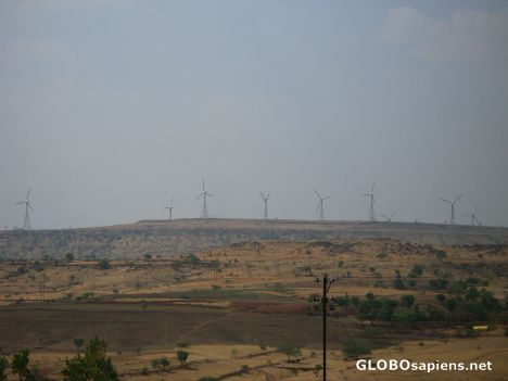 Postcard Windmills on barren hills