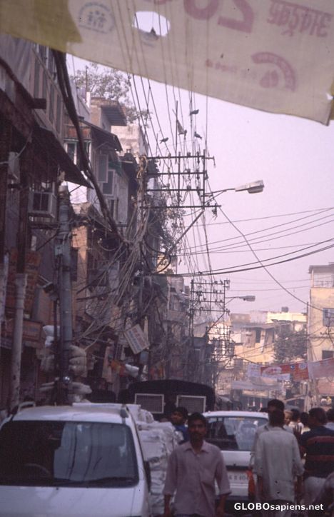 Postcard Old Delhi and Electricity