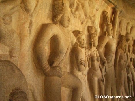 Postcard Mahabalipuram 2- rock art from the 7th century AD
