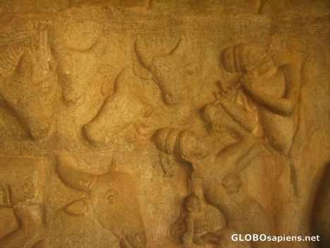 Postcard Mahabalipuram 3- rock art from the 7th century AD