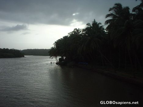 Postcard Dusk setting over kerala backwaters