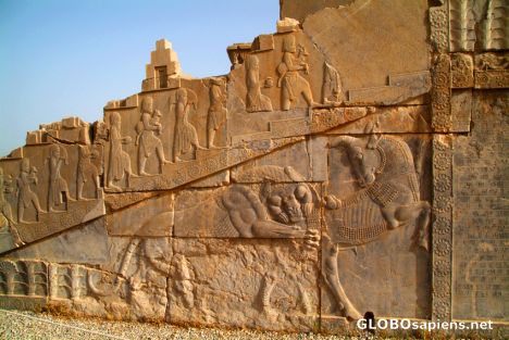 Postcard Persepolis - Horse eaten by lion