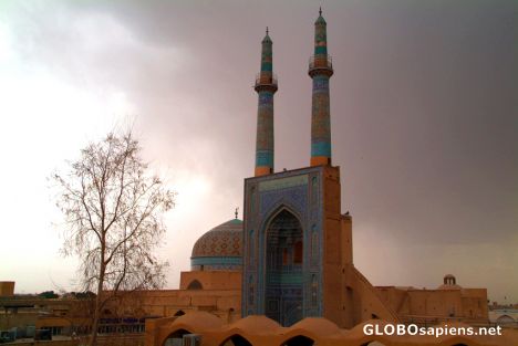 Postcard Yazd - Jameh Mosque in storm