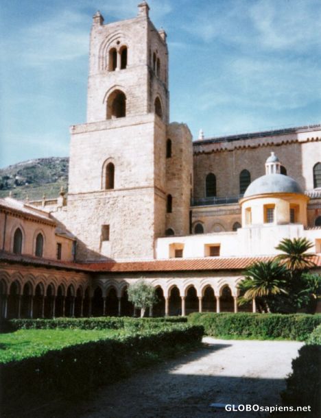 Postcard The Basilica through the cloisters