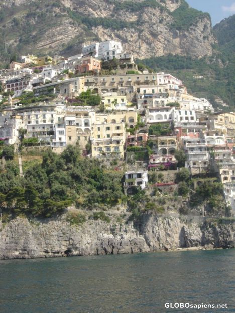 Postcard Positano view by boat
