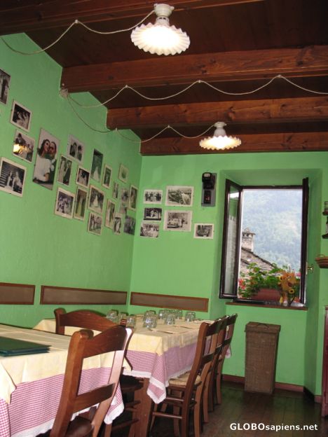 Postcard Inside the osteria in Cels
