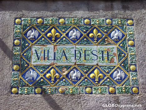 Postcard Villa d'Este sign