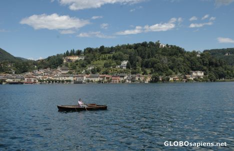 Postcard view of orta san giulio from the island