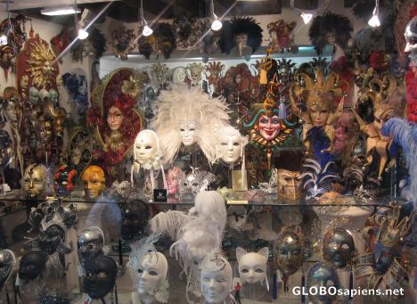 Postcard Masks for the traditional Venetian carneval