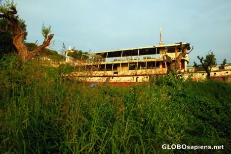 Postcard passenger ship on garda lake