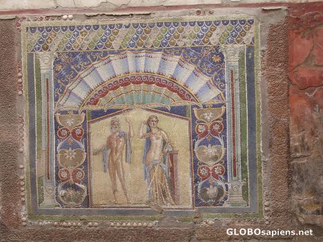 Postcard Ercolano - The saved fresco in Herkulaneum