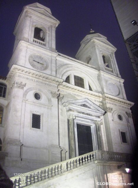 Postcard Trinita dei Monti at night