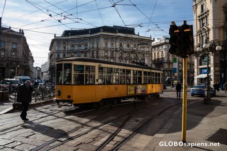 Postcard The yellow tram -
