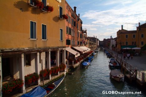 Postcard Venice (IT) - restaurants at canals near bus stn