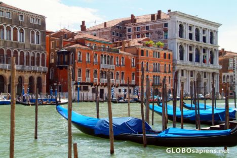 Postcard Venice (IT) - gondolas at Canale Grande