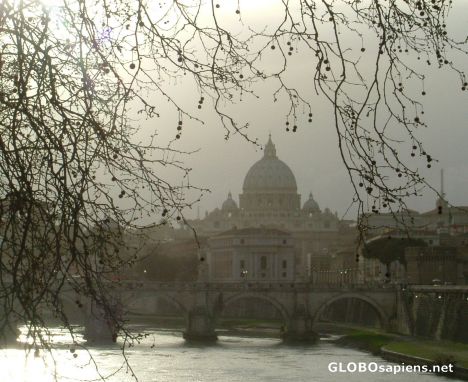 Postcard St.Peters Dome and Tiber at dawn