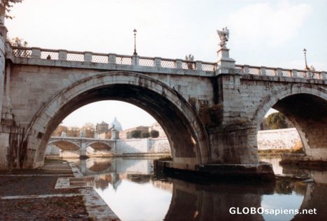 Postcard Ponte Sant 'Angelo crossing the Tiber River