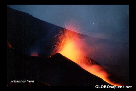 Postcard Volcano at night
