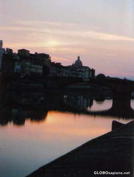 Postcard River Arno at dusk
